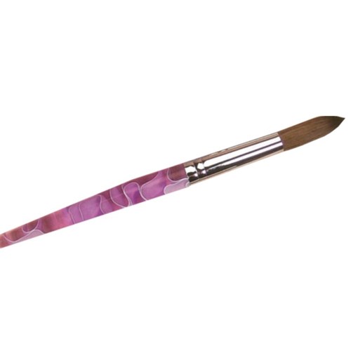 Acrylic Brush #6 - Kolinsky Sable - Pink Swirl Handle